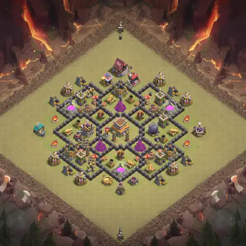 TH8 anti dragon anti 3-star war base layout #128