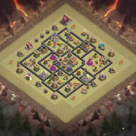 TH8 anti dragon anti 3-star war base layout #131