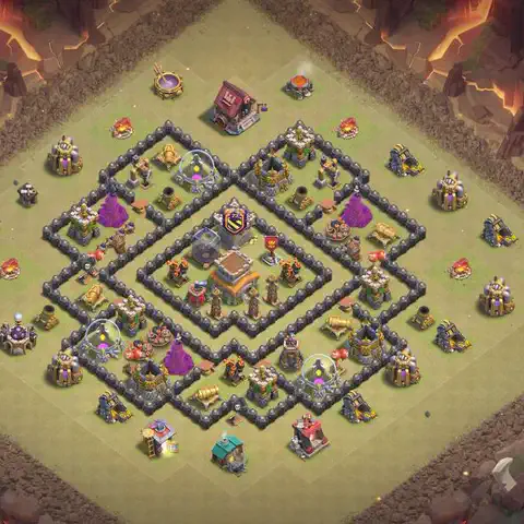 TH8 anti dragon anti 3-star war base layout #197