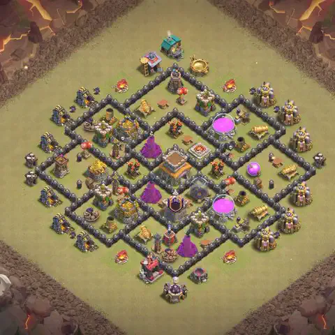 TH8 anti dragon cwl war base layout #079