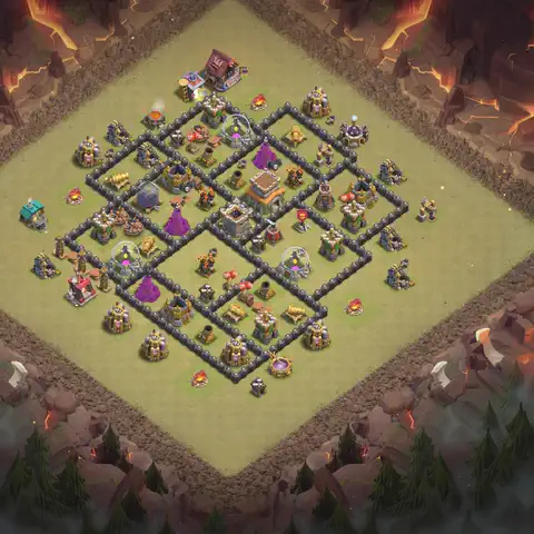 TH8 anti dragon cwl war base layout #130