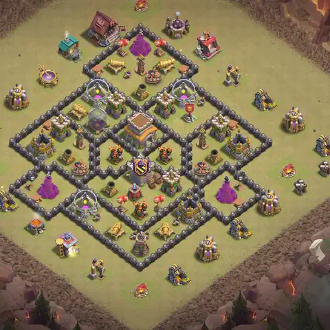 TH8 anti dragon cwl war base layout #196