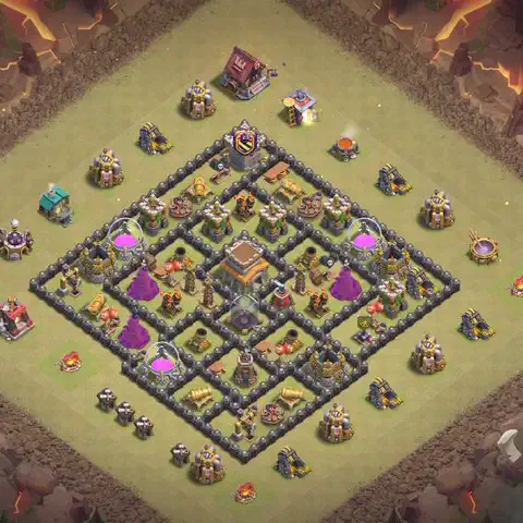 TH8 anti dragon cwl war base layout #208
