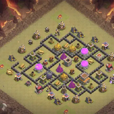 TH8 anti dragon war defense base layout #015