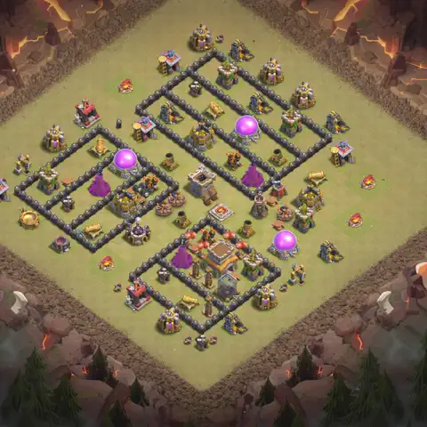 TH8 anti air war defense base layout #021