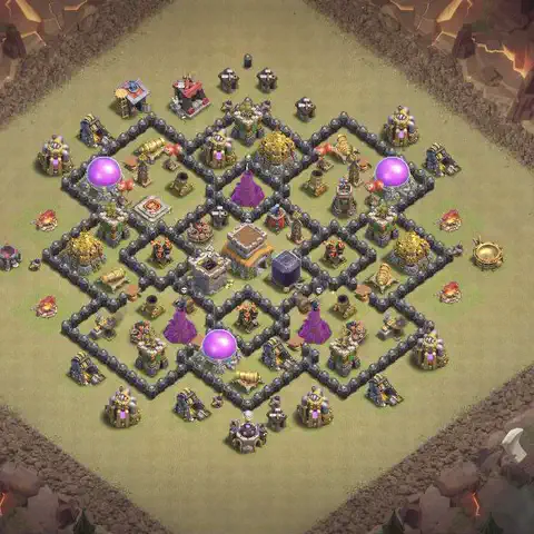 TH8 anti dragon war defense base layout #024