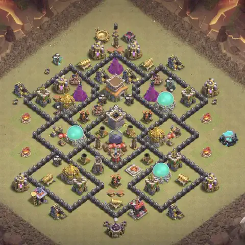 TH8 anti air war defense base layout #027
