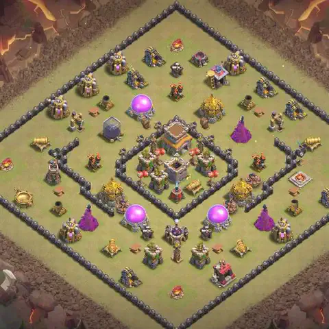 TH8 anti air war defense base layout #036