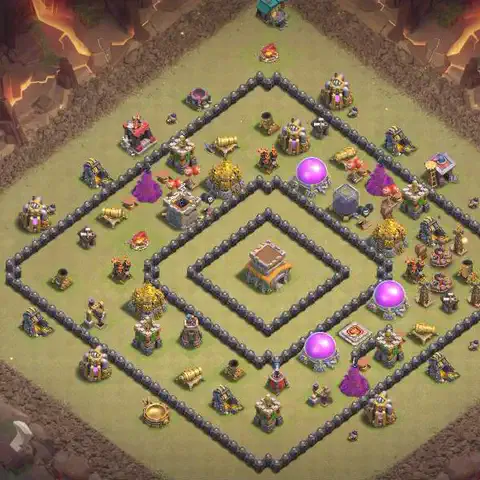 TH8 anti air war defense base layout #045