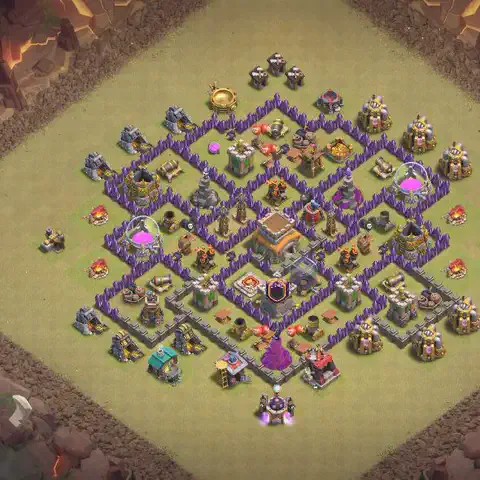 TH8 anti dragon war defense base layout #057