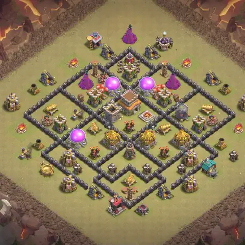 TH8 anti air war defense base layout #063