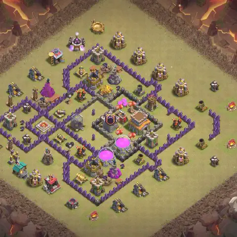 TH8 anti air war defense base layout #069