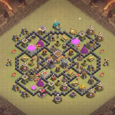 TH8 anti dragon war defense base layout #075