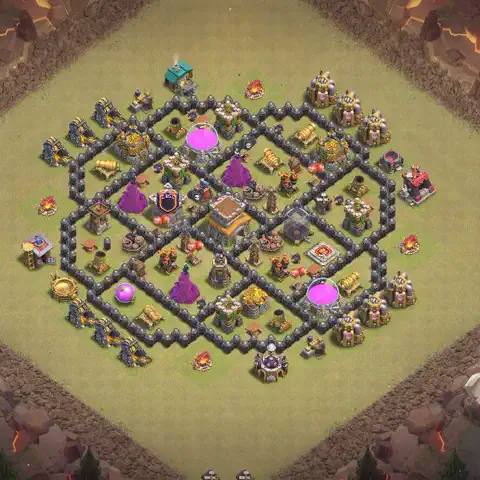 TH8 anti air war defense base layout #078