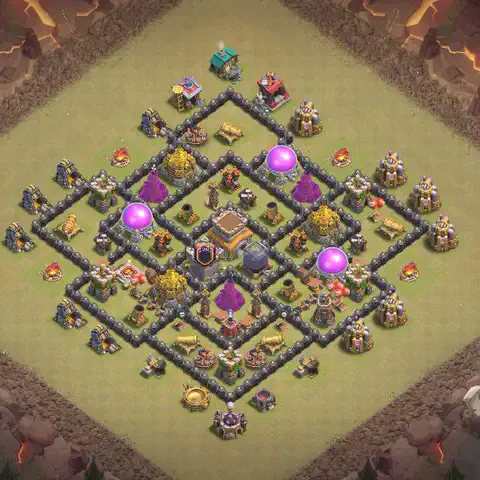 TH8 anti dragon war defense base layout #084