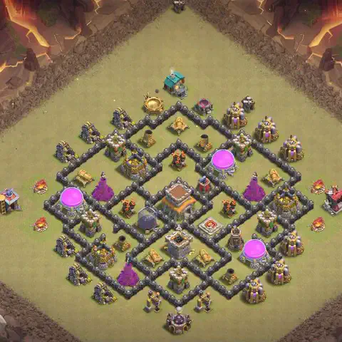 TH8 anti dragon war defense base layout #093
