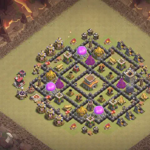 TH8 anti air war defense base layout #096