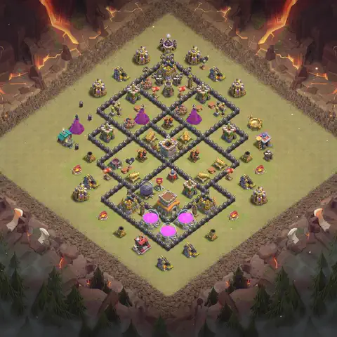 TH8 anti dragon war defense base layout #105