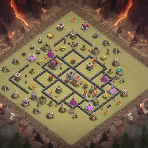 TH8 anti dragon war defense base layout #114