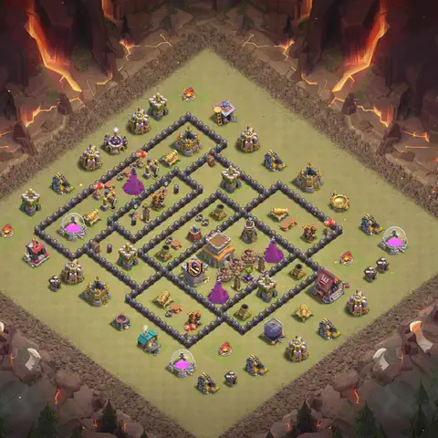 TH8 anti dragon war defense base layout #123