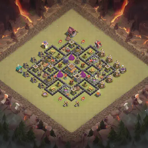TH8 anti dragon war defense base layout #129