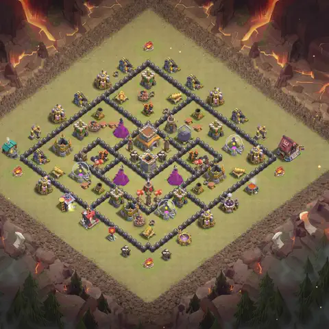 TH8 anti dragon war defense base layout #132