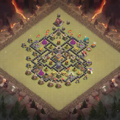 TH8 anti air war defense base layout #135