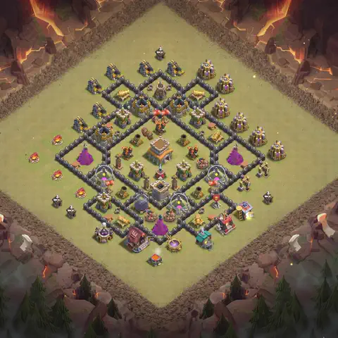 TH8 anti dragon war defense base layout #138