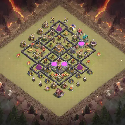 TH8 anti dragon war defense base layout #141