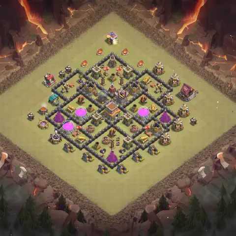 TH8 anti air war defense base layout #144