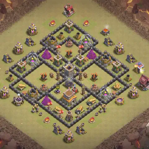 TH8 anti dragon war defense base layout #156