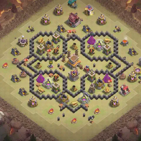 TH8 anti dragon war defense base layout #174