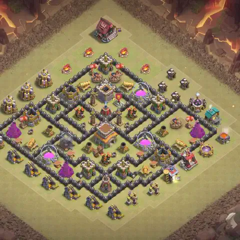 TH8 anti dragon war defense base layout #183