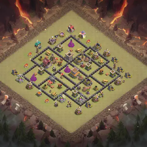 TH8 anti dragon war defense base layout #189