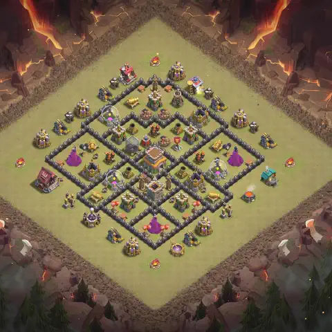TH8 anti dragon war defense base layout #192