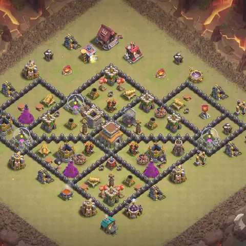 TH8 anti dragon war defense base layout #198