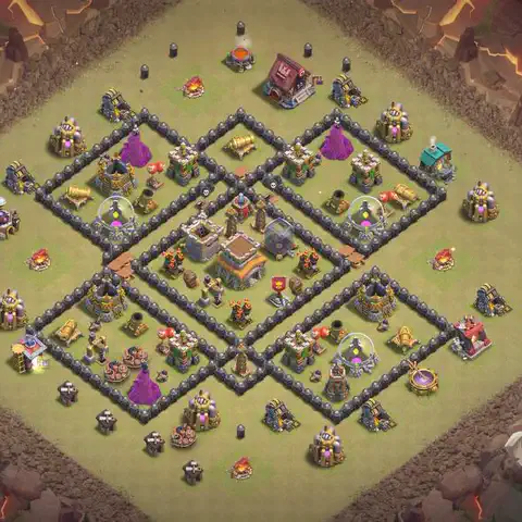 TH8 anti air war defense base layout #201