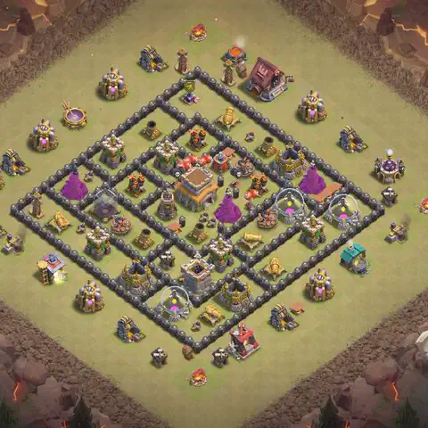 TH8 anti dragon war defense base layout #204