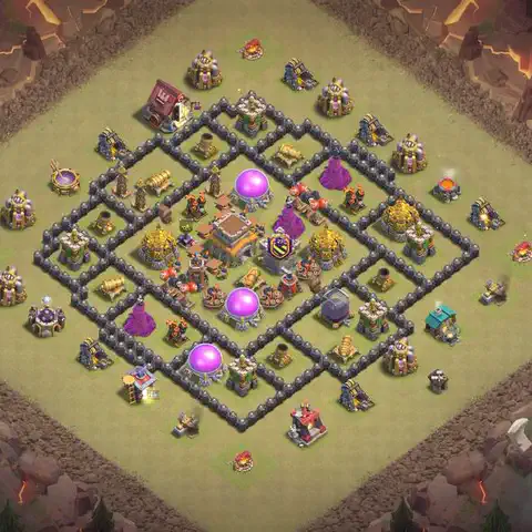 TH8 anti air war defense base layout #216