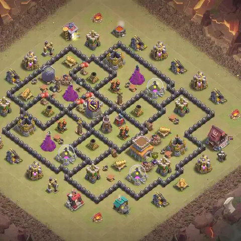 TH8 anti dragon war defense base layout #219