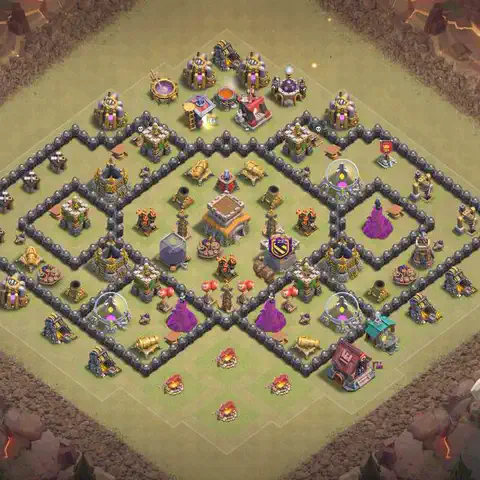 TH8 anti dragon war defense base layout #222