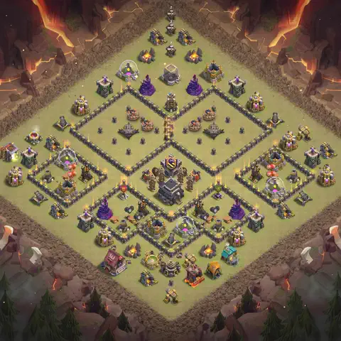 TH9 anti air anti 3-star war base layout #002