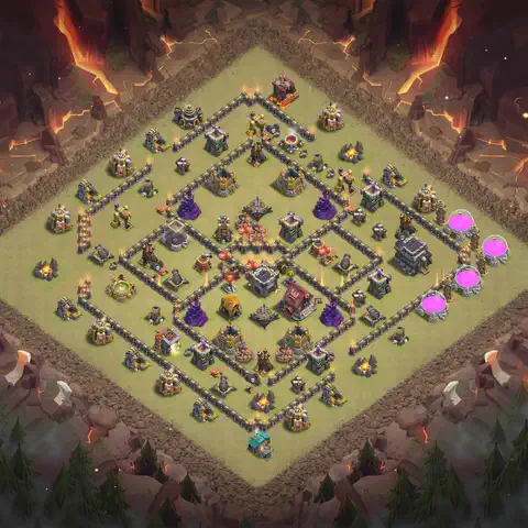 TH9 anti lavaloon anti 3-star war base layout #005