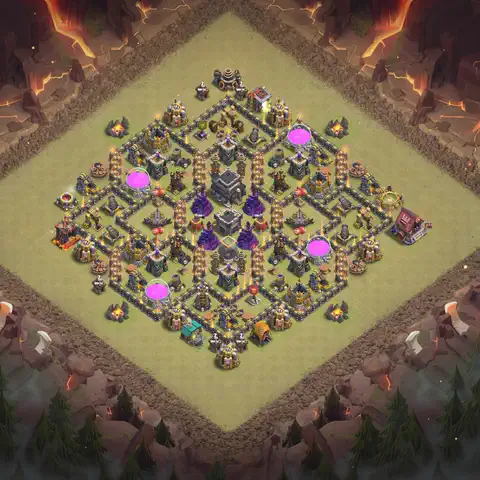 TH9 anti lavaloon anti 3-star war base layout #008