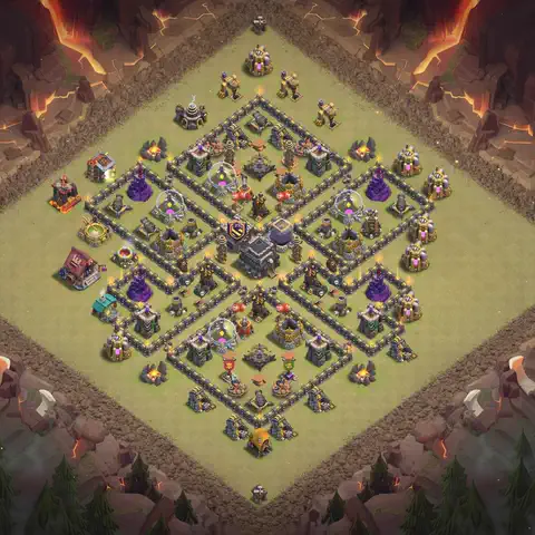TH9 anti air anti 3-star war base layout #017