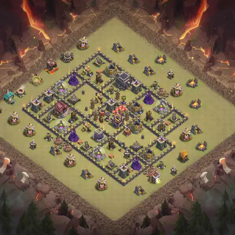 TH9 anti dragon anti 3-star war base layout #020