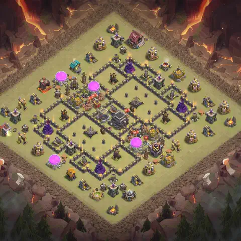 TH9 anti dragon anti 3-star war base layout #023