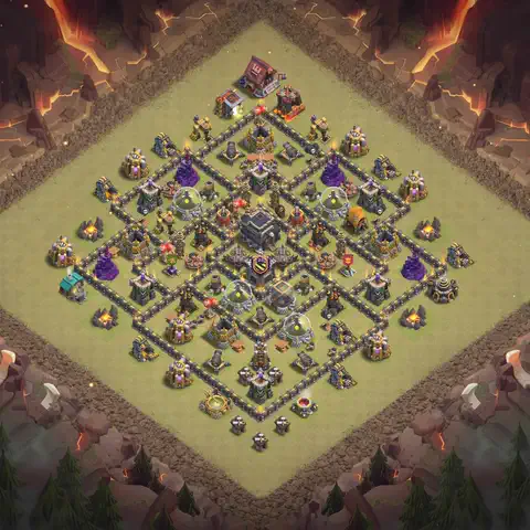 TH9 anti lavaloon anti 3-star war base layout #032