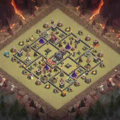 TH9 anti lavaloon anti 3-star war base layout #035