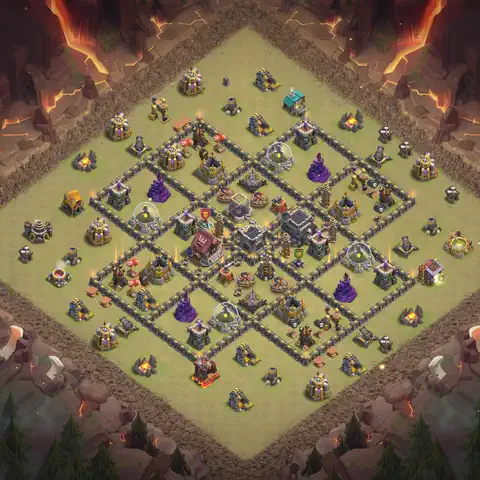 TH9 anti lavaloon anti 3-star war base layout #038